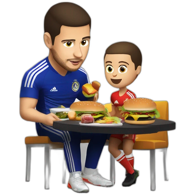Eden hazard qui mange un burger avec une vareuse de la belgique emoji
