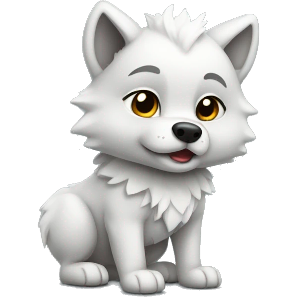 Niedlicher Weiß schwarzer Baby Wolf emoji
