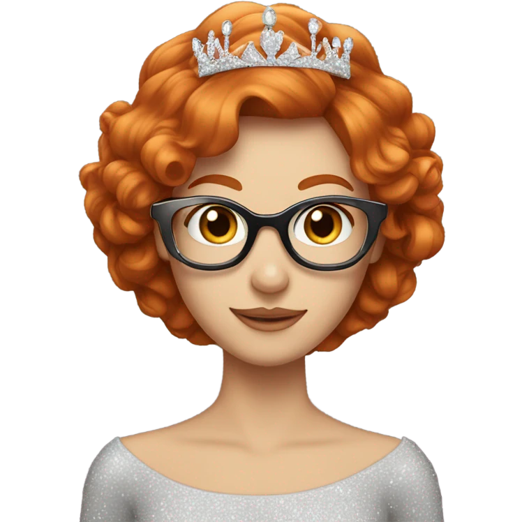 Redhead with tiara and glasses emoji