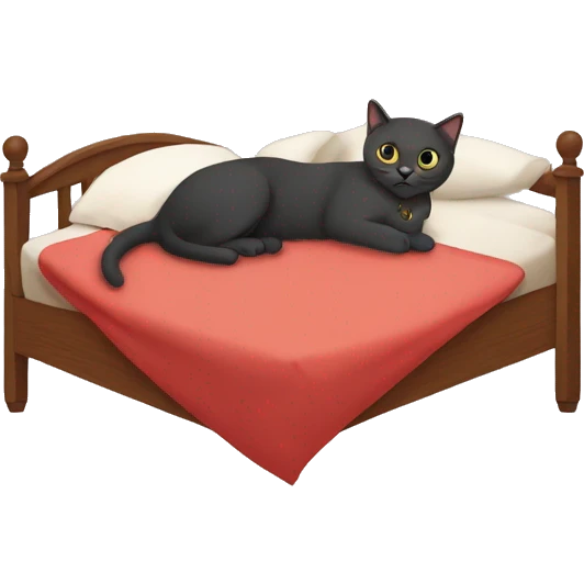 Motel Heart shaped bed with a cat on it inviting you to pet it emoji