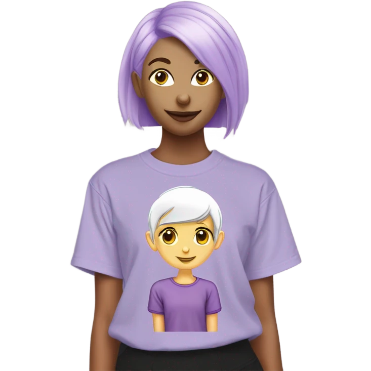 Girl with light purple shorthair elf leasbian t shirt gothic emoji