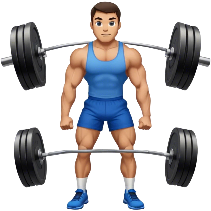 brunette buff man with blue shorts deadlift emoji