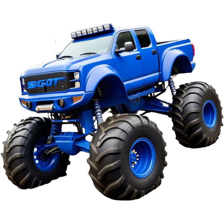 Bigfoot - Bigfoot 4x4 (Model Year: 2022) (Iconic colour: Blue) - An oversized, rugged monster truck with bold, aggressive lines painted in a striking blue. Focus on massive, rugged tires and a muscular chassis that exudes raw power and an urban legend feel. emoji
