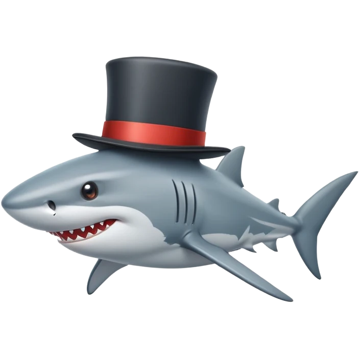 Shark with a top hat emoji