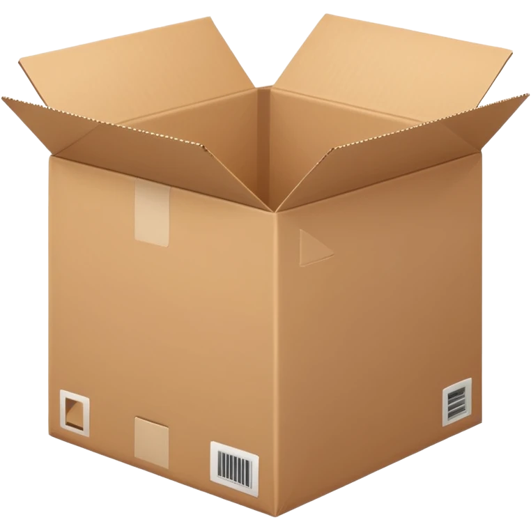 Generate a realistic emoji-style icon of the an open package which is empty and air is coming out of it. emoji