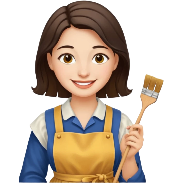 Hold. Women painting smilling tablier emoji