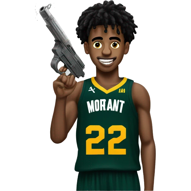 ja morant with  a toygun wearing a bucks jersey emoji