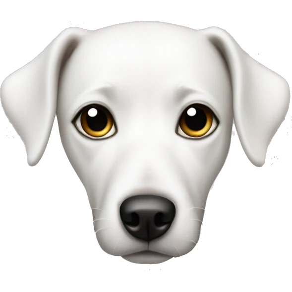 White dog with black spot around eye and ears emoji
