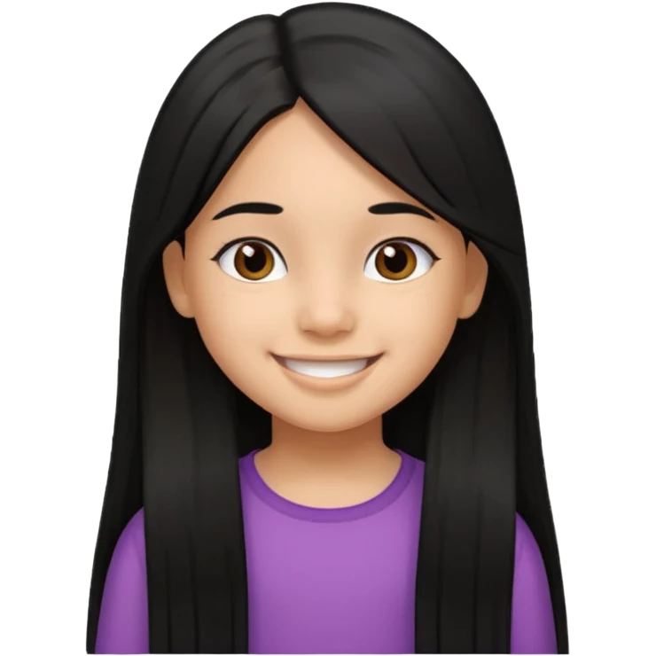 Hispanic girl, 6 years old, long straight hair emoji