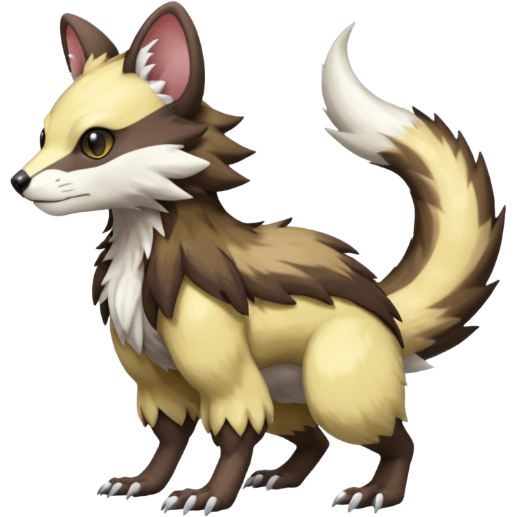 Trico-Sergal-Furret-Wolverine-Vernid-fusion-Fakemon-animal-hybrid-creature, full body emoji