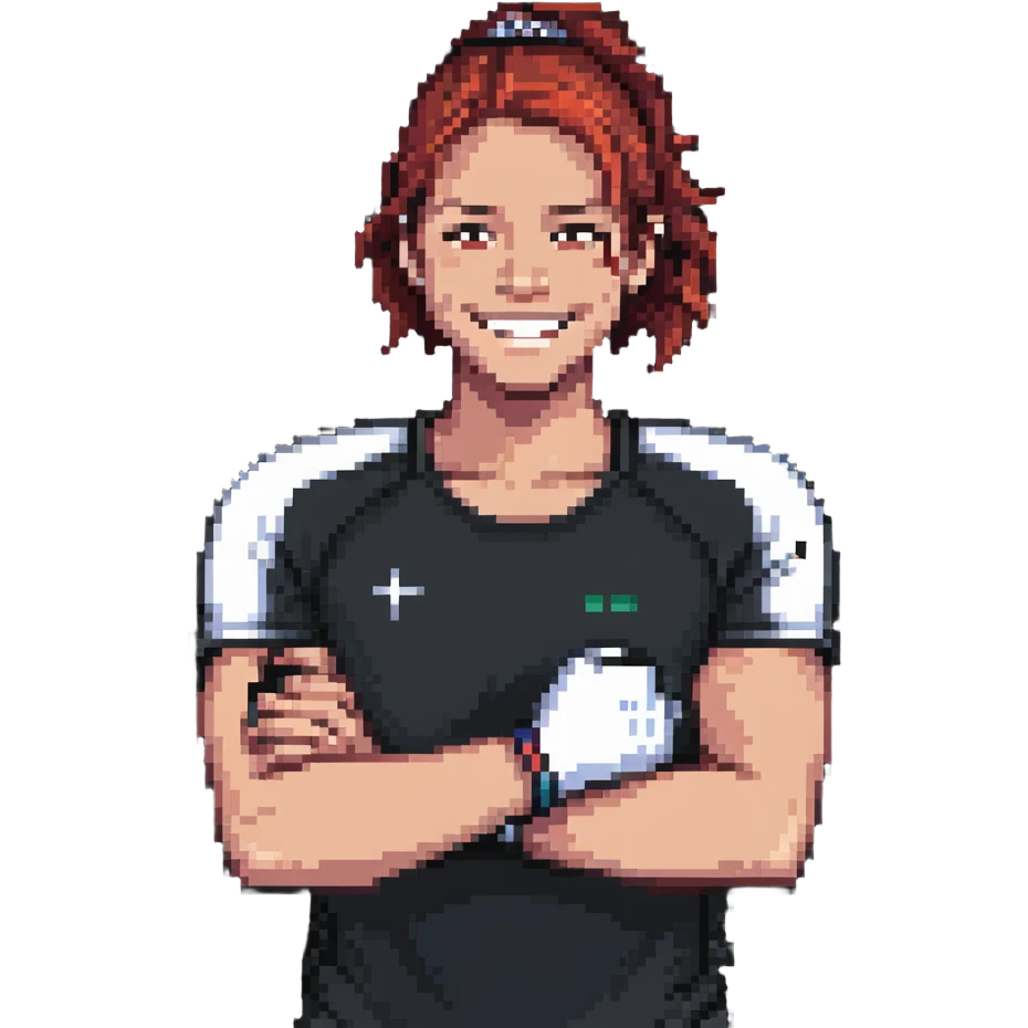 athlete with sore muscles but smiling emoji