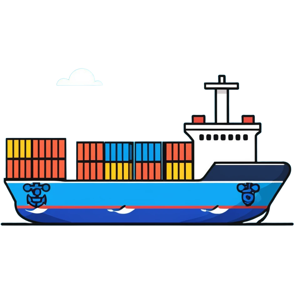 Cargo container ship in ocean emoji