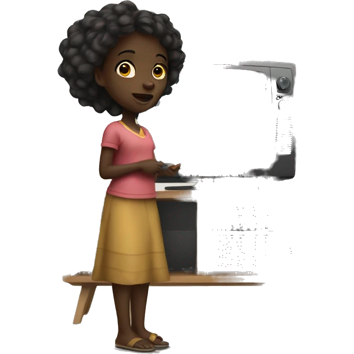  african girl watching television emoji