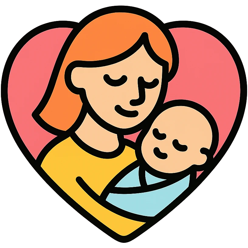 Mother's Day icon, mother and child silhouette, color icon style emoji