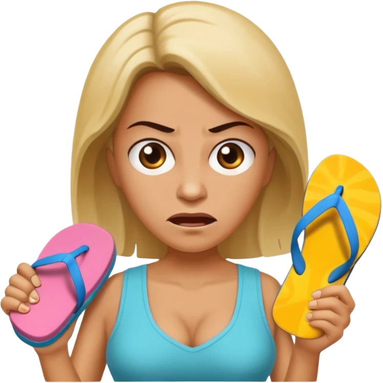 an angry mother with a flip-flop in her hand emoji