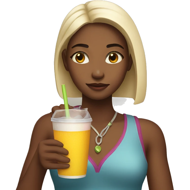 Girl holding drink emoji