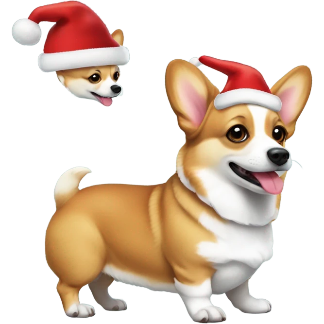 Corgi mixed with Chiwawa wearing a Christmas hat  emoji