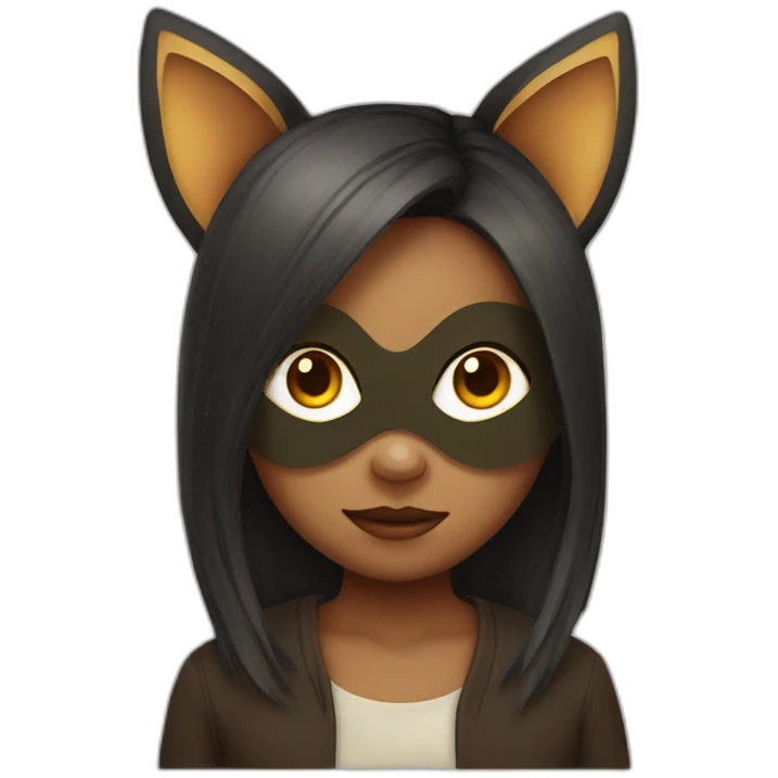 Girl with animal mask and tail emoji