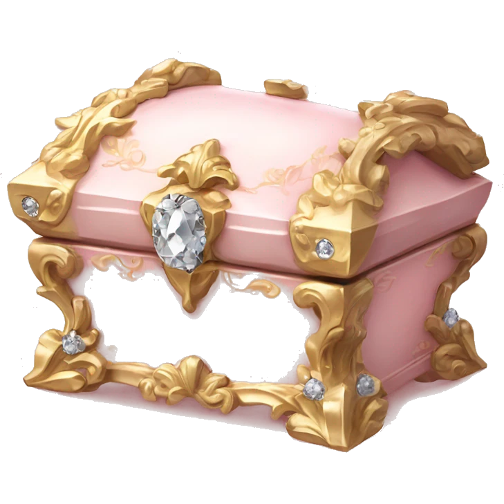 Pale pink Rococo Treasure box filled with flowers and diamonds emoji