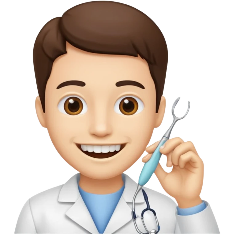 dentist, examining tooth, friendly emoji