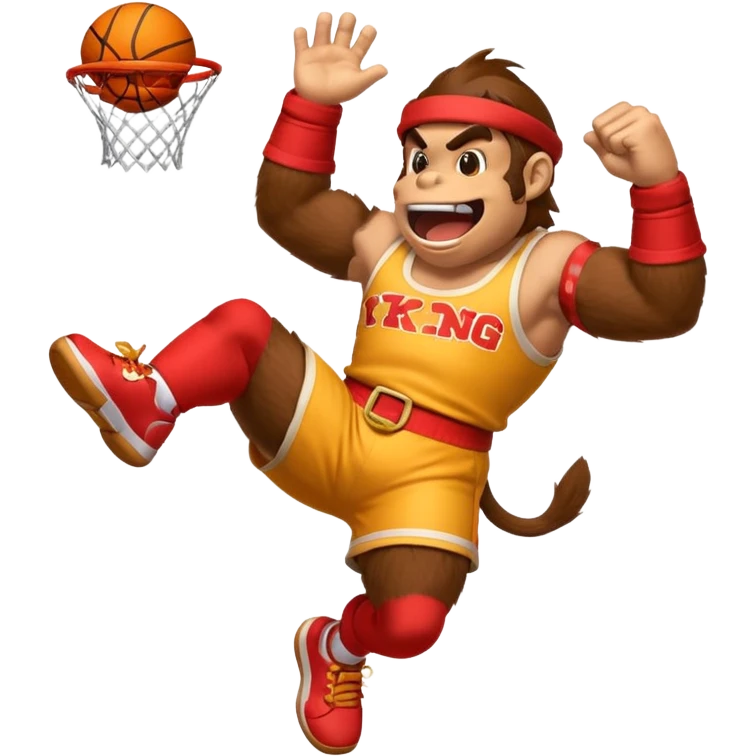 Donkey Kong from Smash Bros doing a basketball dunk, emoji style emoji