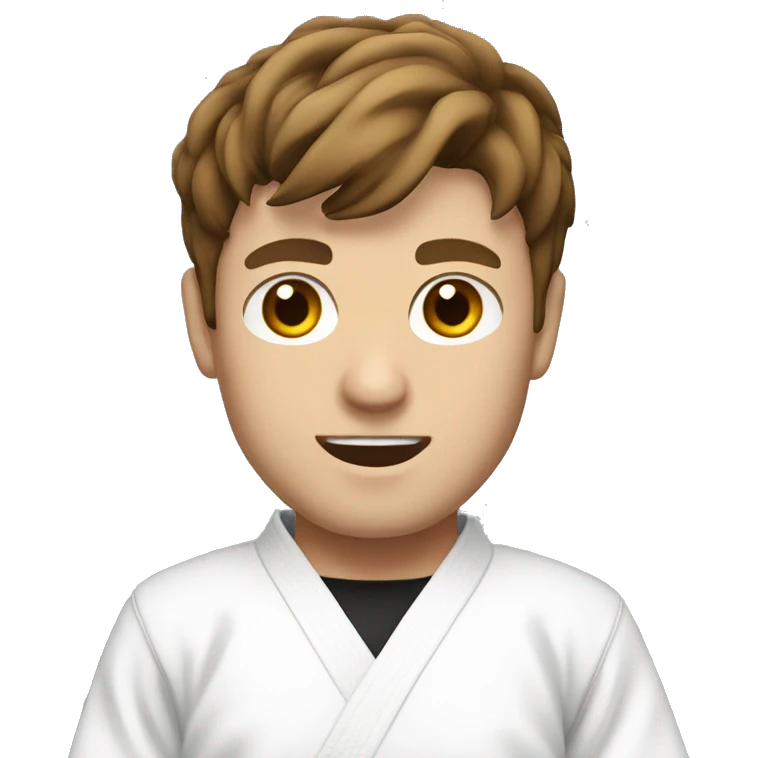 man about 40 with brown hair wearing a white karate uniform emoji
