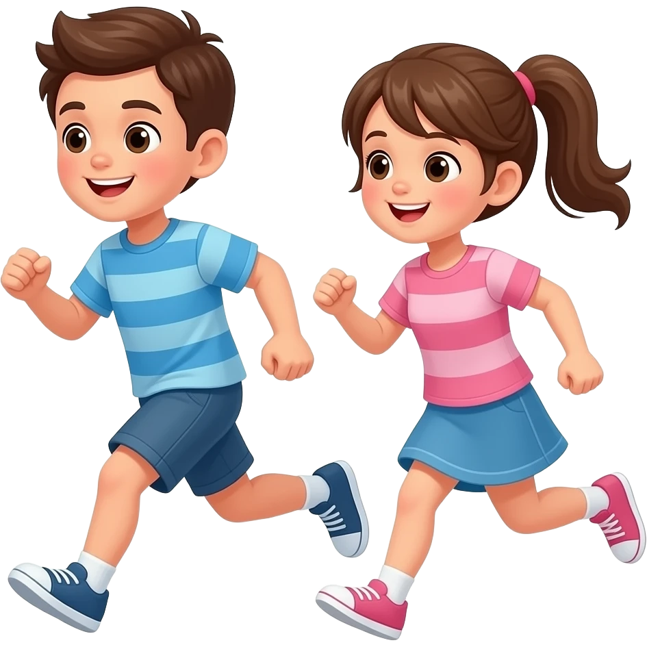niño y niña corriendo, el niño y la niña son hermanos emoji