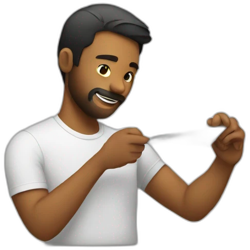 A man stitching a t shirt emoji