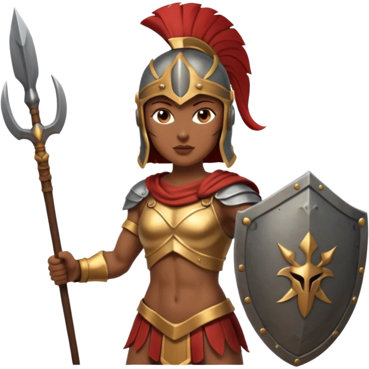 woman spartan warrior holding spear and shield emoji