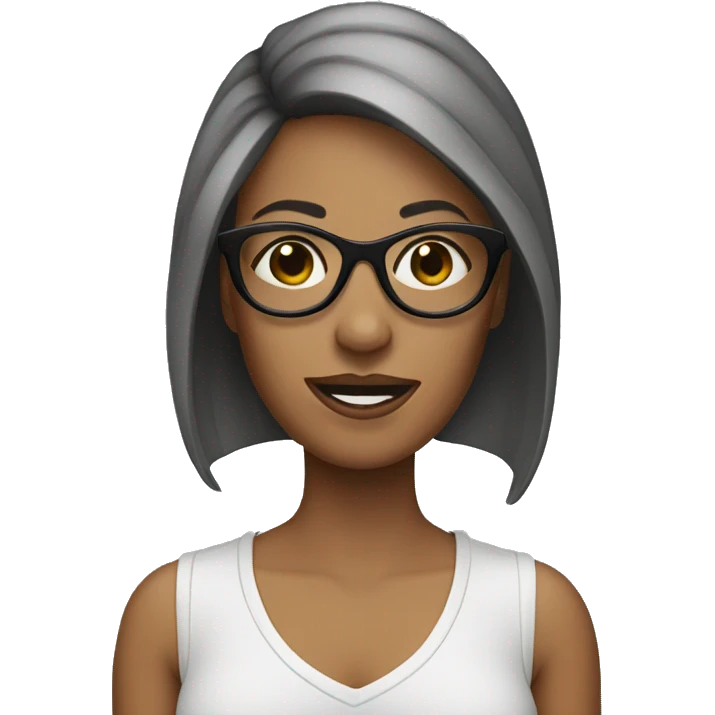Women with sidecut and Black Glases emoji