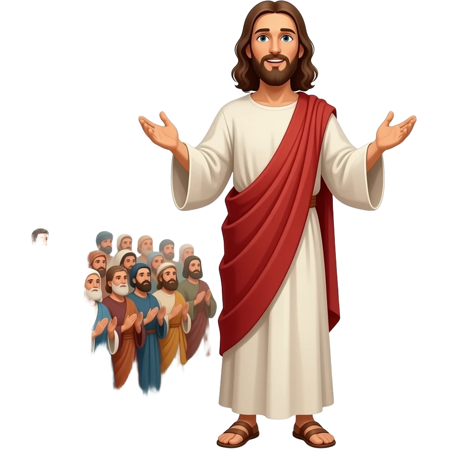 Jesus preaching to thousands of people from biblical times emoji