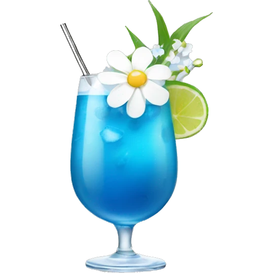 Blue Cocktail with white flowers emoji