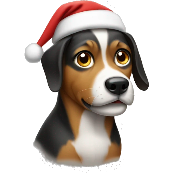 Dog wearing Santa hat emoji