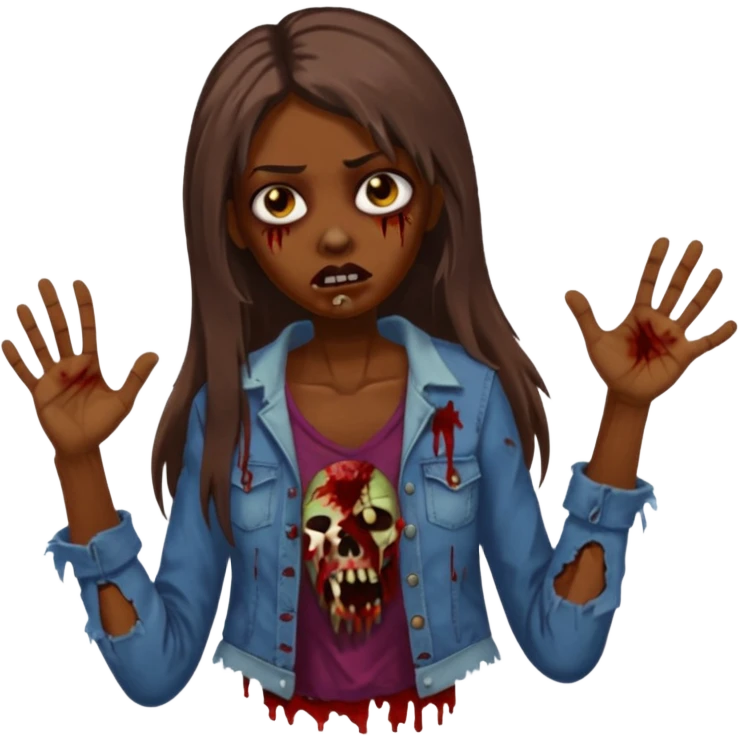 Long hair Brown zumbi famele emoji