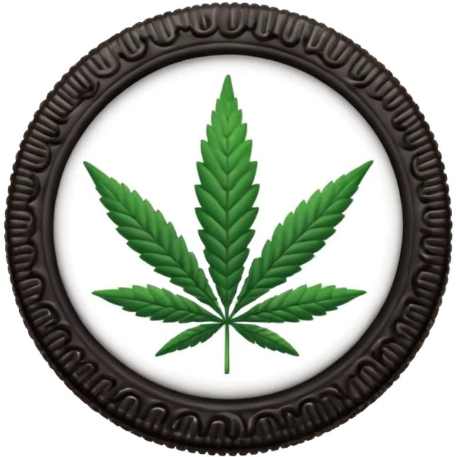 black and white oreo cookies with cannabis leaf emoji