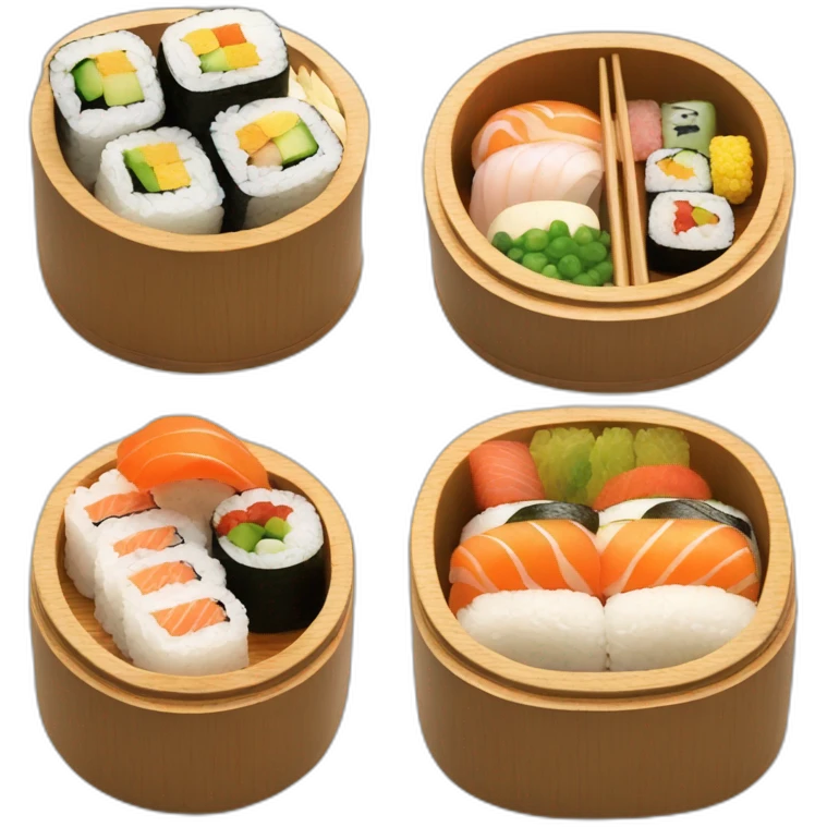 sushi bento wooden box emoji