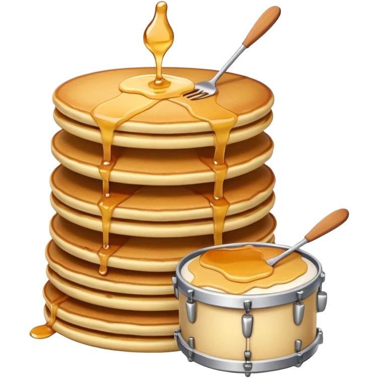 Singing stack of pancakes playing drums  emoji