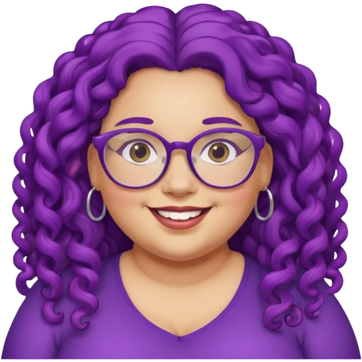  glassess and purple curly long haired fat girl earrings beautiful emoji
