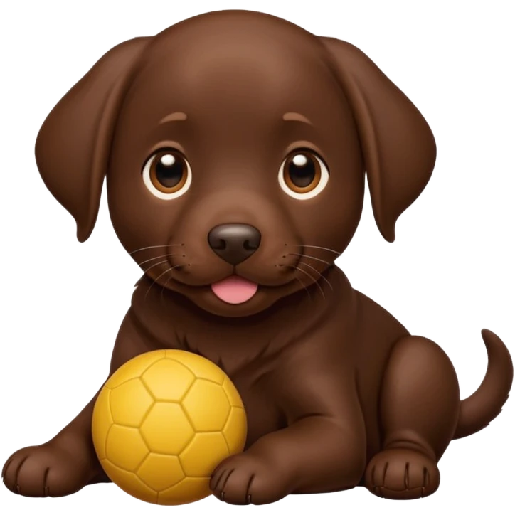 Chocolate lab puppy with ball emoji