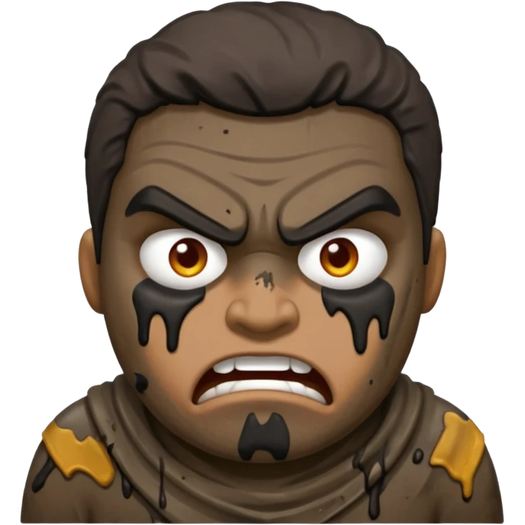 Rahjeed covered in dirty chunky mud angry emoji