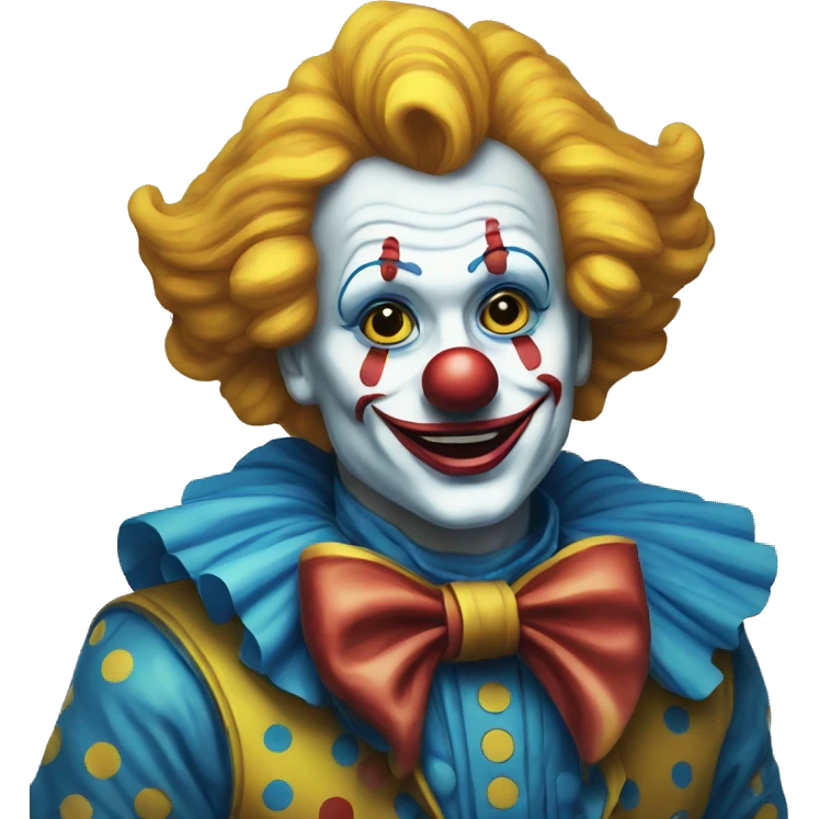 Classic clown from telegram in blue-black-yellow coloring book emoji