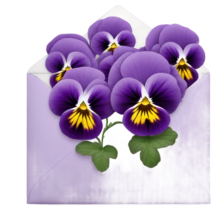 pink pansies placed in a purple aesthetic envelope  emoji