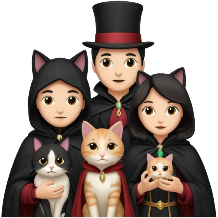 magician couple and their pet cat emoji