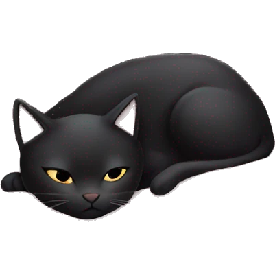 black cat sleeping in pale pink cat bed emoji