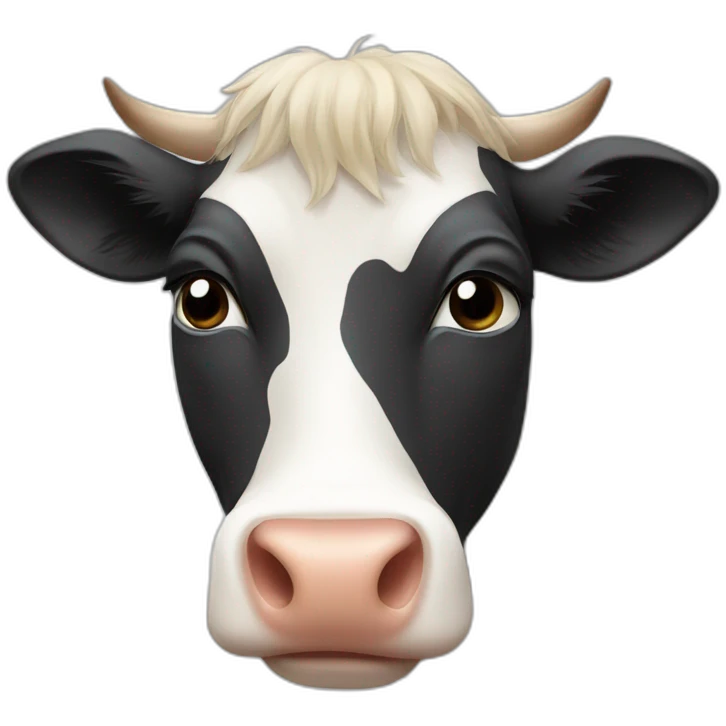 Cow with a human nose and a mullet emoji