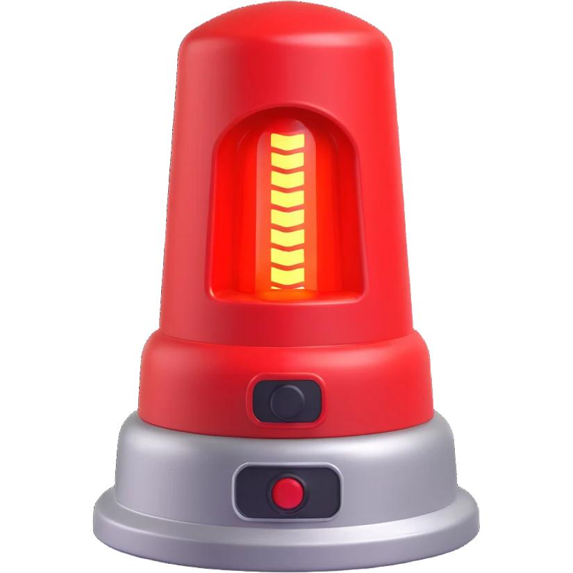 3D render of a red emergency siren light with a bright glow on top of a silver base, in Pixar-style, soft shadows, isolated on white background, professional but playful look

 emoji