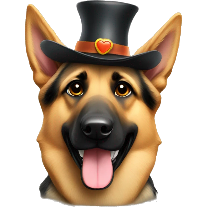 German shepherd with silly hat emoji