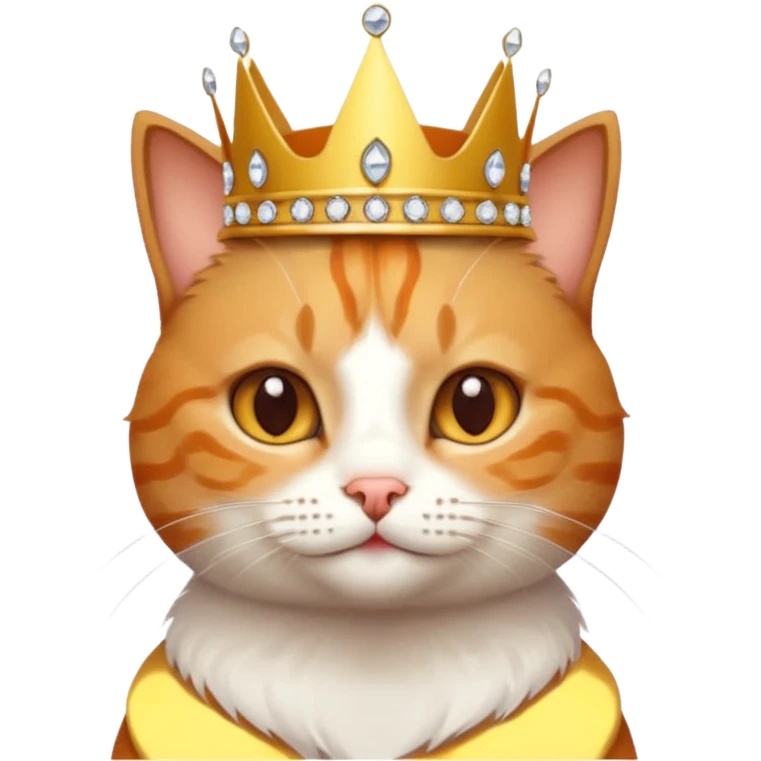 Cat with tiny jeweled crown — cute and smug emoji