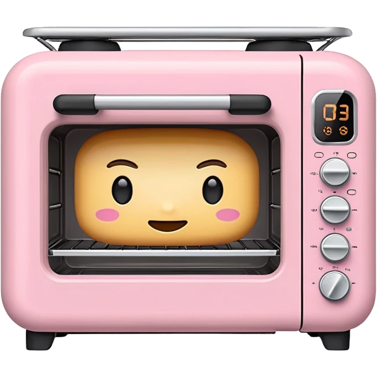 Cute emoji-style Ninja Combi countertop oven, pastel pink appliance, rounded edges, soft highlights, simple shadows, modern kitchen gadget aesthetic, realistic, centered, white background emoji