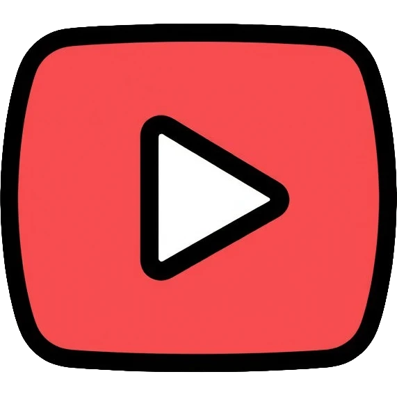 YouTube logo, play button inside rounded rectangle emoji